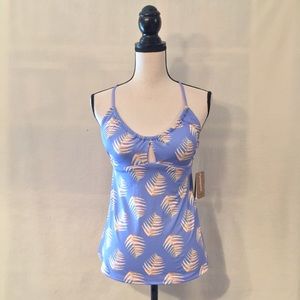 NWT Patagonia purple glassy dawn scoopneck tankini top violet palms